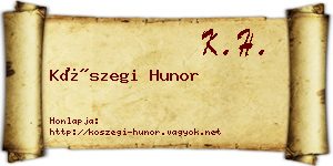 Kőszegi Hunor névjegykártya